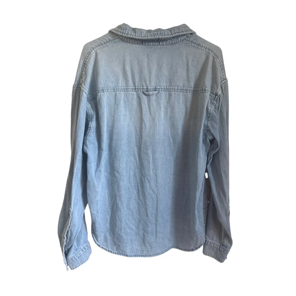 Kut from the Kloth Light Wash Cotton Linen Button Down Shirt Small KT129201